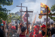 Freixenet Workers Protest In Barcelona.
