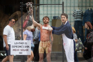 'Skinned' PETA Protest Outside Coach Store In London