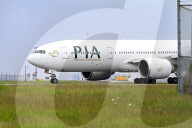 Airplanes Taxi For Departure From Toronto Pearson International Airport In Mississauga