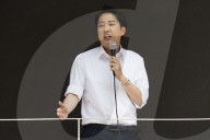 Lee Jun-seok Campaigns At Gyeongui Line Forest Park In Seoul