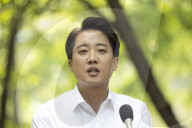Lee Jun-seok Campaigns At Gyeongui Line Forest Park In Seoul