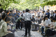 Lee Jun-seok Campaigns At Gyeongui Line Forest Park In Seoul