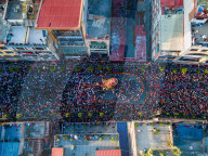 Drone View Of Rato Machindranath Festival In Nepal.