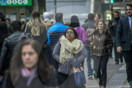 Pedestrians Face A Freezing Day On Paulista Avenue In São Paulo