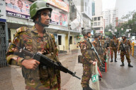 Army Soldiers Stand Guard For Security In Dhaka. 