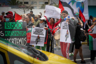 Protests Outside The Israeli Embassy In Ecuador Condemning The Attack On Palestine.