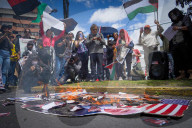 Protests Outside The Israeli Embassy In Ecuador Condemning The Attack On Palestine.