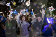 President-elect Lee Jae-myung Greets Supporters In Seoul After Election Victory
