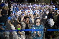 President-elect Lee Jae-myung Greets Supporters In Seoul After Election Victory