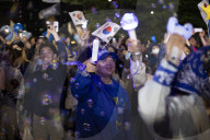 President-elect Lee Jae-myung Greets Supporters In Seoul After Election Victory