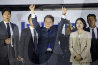 President-elect Lee Jae-myung Greets Supporters In Seoul After Election Victory