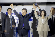 President-elect Lee Jae-myung Greets Supporters In Seoul After Election Victory