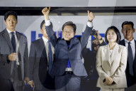 President-elect Lee Jae-myung Greets Supporters In Seoul After Election Victory