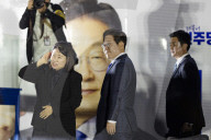 President-elect Lee Jae-myung Greets Supporters In Seoul After Election Victory