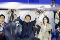 President-elect Lee Jae-myung Greets Supporters In Seoul After Election Victory
