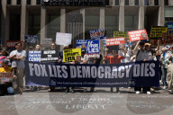 Demonstrators Protest Outside Of Fox News/ News Corp Headquarters In Manhattan