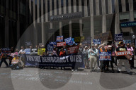 Demonstrators Protest Outside Of Fox News/ News Corp Headquarters In Manhattan