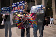 Demonstrators Protest Outside Of Fox News/ News Corp Headquarters In Manhattan