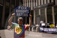 Demonstrators Protest Outside Of Fox News/ News Corp Headquarters In Manhattan