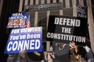 Demonstrators Protest Outside Of Fox News/ News Corp Headquarters In Manhattan