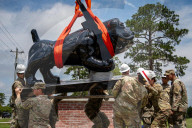 New Rocky The Bulldog Statues Placed On Fort Stewart