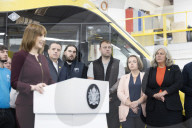 Rachel Reeves UK Chancellor of the Exchequer visit to Mellor Bus in Rochdale.