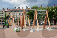 Temporary Urban Weaving Artwork In Lyon