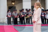 Italian Prime Minister Giorgia Meloni Welcomes President Of Repubblic Argentina Javier Milei At The Chigi Palace In Rome