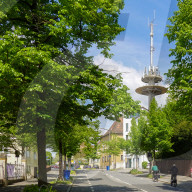 Telecommunication Tower Rises Above Residential Area