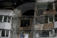 Kyiv Apartment Block Damaged By Russia's Overnight Attack