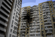 Kyiv Apartment Block Damaged By Russia's Overnight Attack