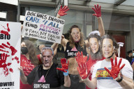 'Blood On Their Hands' Protest At Tesla Store New York