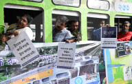 Protest To Save Tram Services And  To Ensure Pollution Free Kolkata