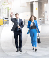 Guests arrive for Sunday with Laura Kuenssberg at the BBC, Broadcasting House, London, UK.