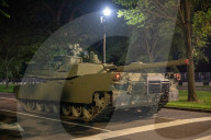 Armored Vehicles And Tanks Arrive On The National Mall In Washington, D.C. In Anticipation Of A Military Parade.