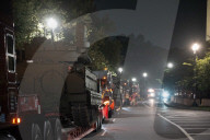 Armored Vehicles And Tanks Arrive On The National Mall In Washington, D.C. In Anticipation Of A Military Parade.