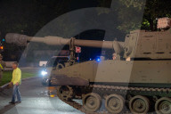 Armored Vehicles And Tanks Arrive On The National Mall In Washington, D.C. In Anticipation Of A Military Parade.