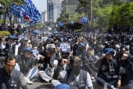 Metalworkers Chant Demands For Labor Law Reform At Seoul Rally
