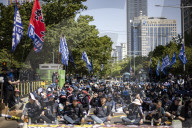 Metalworkers Chant Demands For Labor Law Reform At Seoul Rally