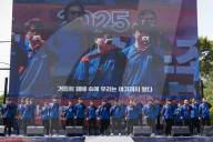 Metalworkers Chant Demands For Labor Law Reform At Seoul Rally