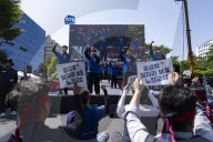Metalworkers Chant Demands For Labor Law Reform At Seoul Rally