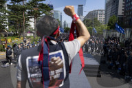 Metalworkers Chant Demands For Labor Law Reform At Seoul Rally
