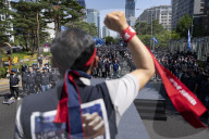 Metalworkers Chant Demands For Labor Law Reform At Seoul Rally