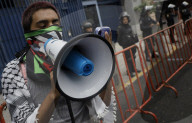 Pro-Palestine Activists Protest At Spanish, German, And French Embassies Against The Israeli Army's Interception Of The Madleen Flotilla