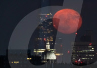 Strawberry Moon over London, UK.