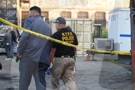Multiple Vehicles Were Set On Fire In An Arson Attack In A Parking Lot With NYPD Vehicles On Myrtle Avenue And DeKalb Avenue