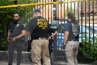 Multiple Vehicles Were Set On Fire In An Arson Attack In A Parking Lot With NYPD Vehicles On Myrtle Avenue And DeKalb Avenue