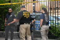 Multiple Vehicles Were Set On Fire In An Arson Attack In A Parking Lot With NYPD Vehicles On Myrtle Avenue And DeKalb Avenue