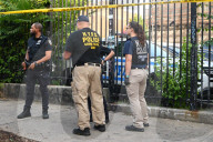 Multiple Vehicles Were Set On Fire In An Arson Attack In A Parking Lot With NYPD Vehicles On Myrtle Avenue And DeKalb Avenue