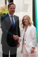 Italy's Prime Minister, Giorgia Meloni Welcomes NATO's Secretary General Mark Rutte At Palazzo Chigi